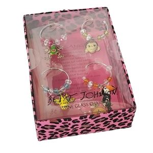 BETSEY JOHNSON Wine Glass Charms Frog Monkey Giraffe Toucan Jungle Tiki New